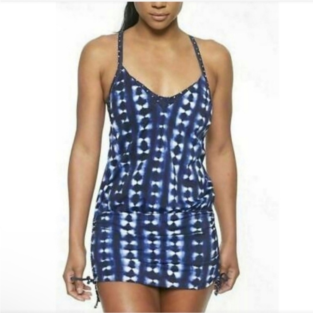 ATHLETA Mashiko Side Scrunch Tankini Swim Top Size 34D/DD